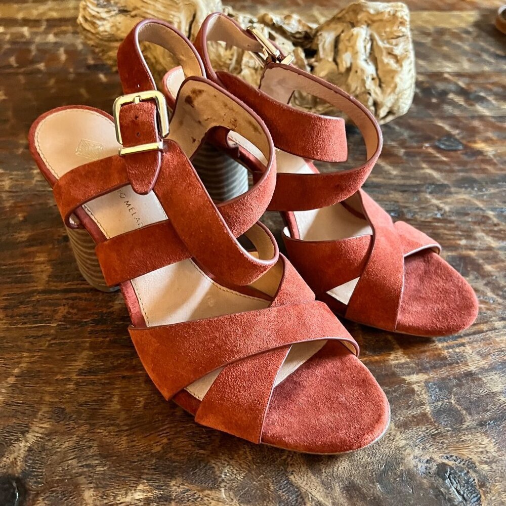 Antonio Melani Suede Strappy Block Heel Sandals Size 8.5M